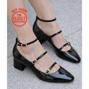 ZARA Faux Patent Mary Jane Heels NWT | Black Buckle Strap